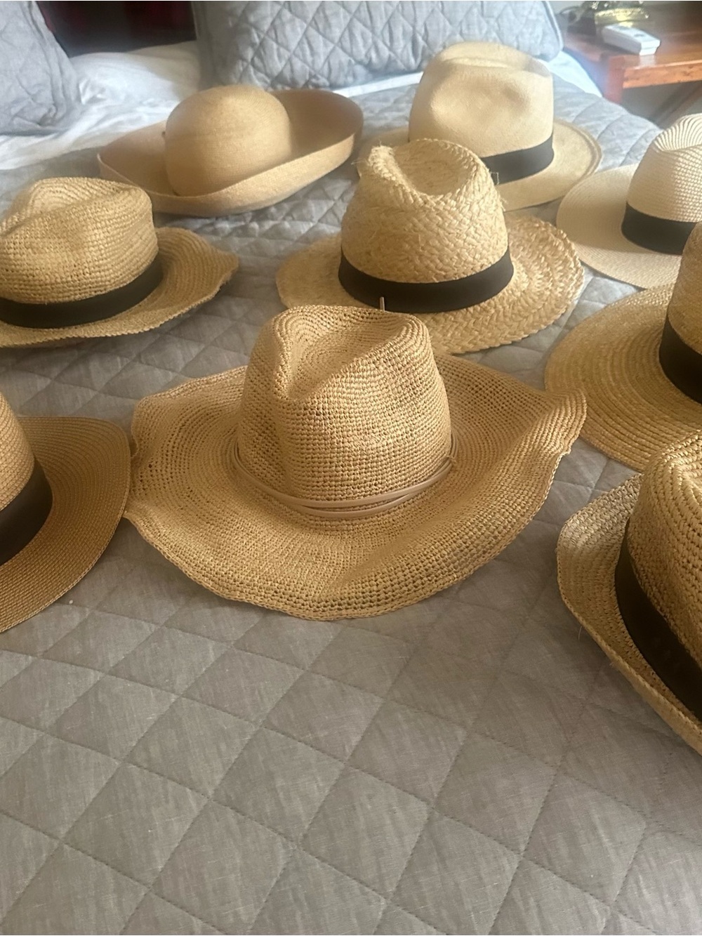 Natural Straw Sun Hats with Wide Brim -9 total